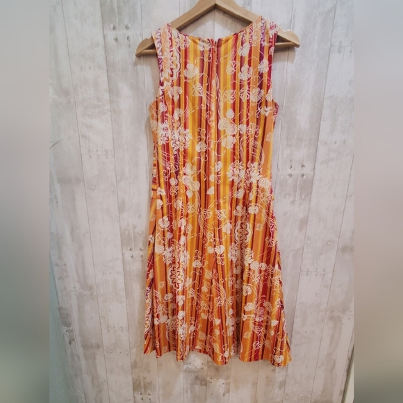 Amanda Smith Cotton Jackie O Colorful Sleeveless Midi A Line Dress Size 4 - Picture 4 of 7